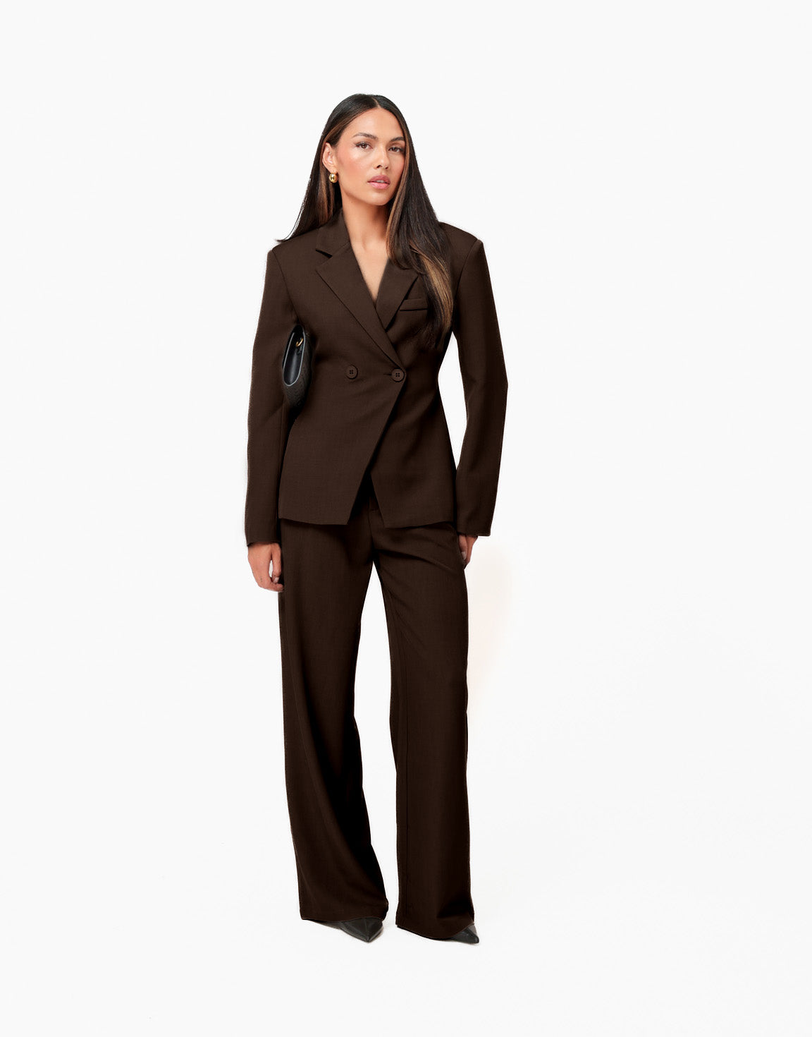Donkerbruine Classic Wijde Rechte - Pantalon