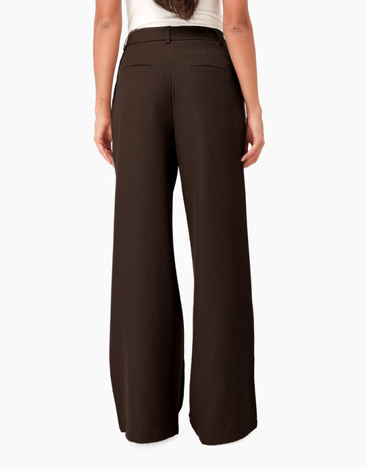 Donkerbruine Classic Wijde Rechte - Pantalon