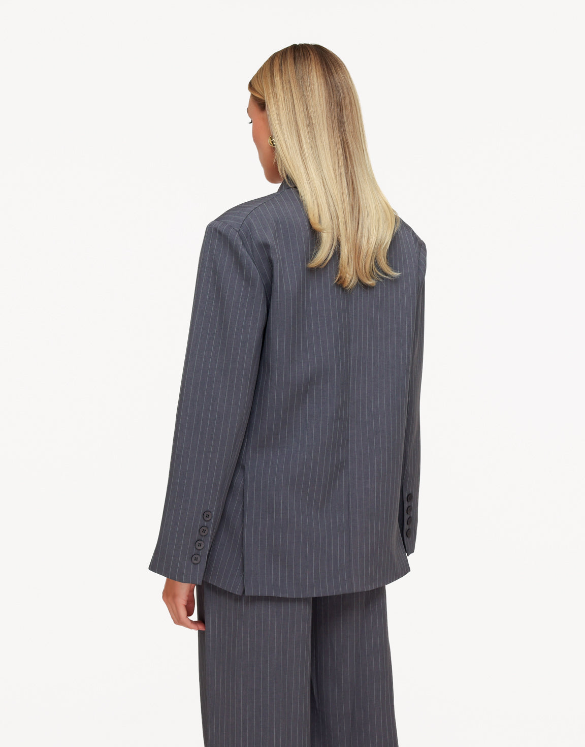 Grijze Gestreepte Oversized - Blazer