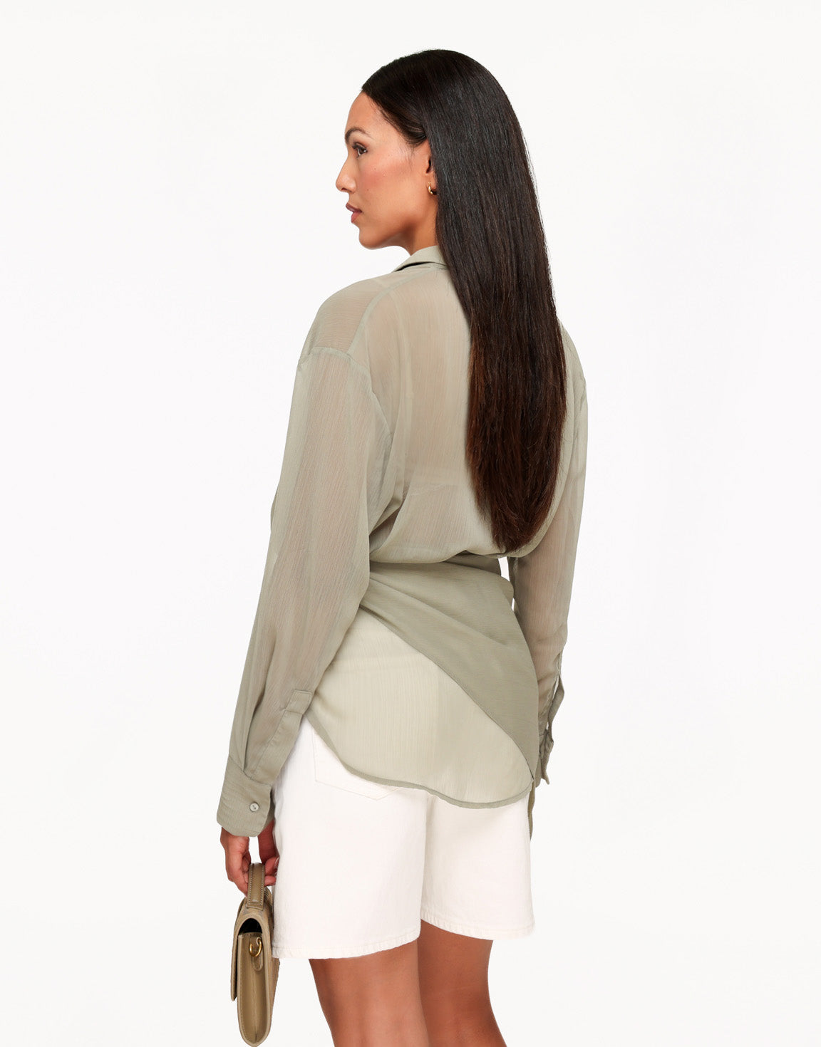 Khaki Doorschijnende Wikkel - Blouse
