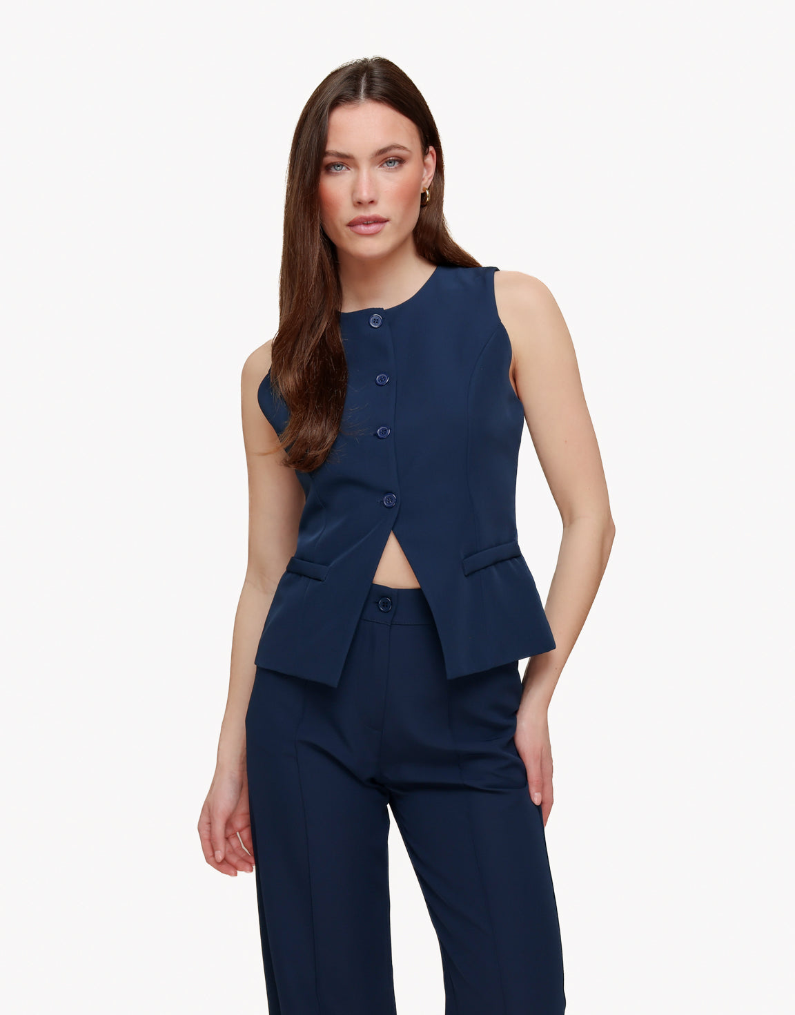 Navy High Buttons - Gilet