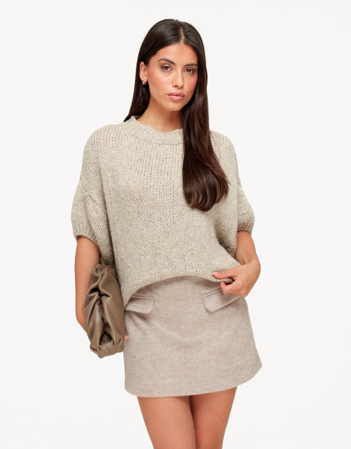 Taupe Soft Look Detail - Skort