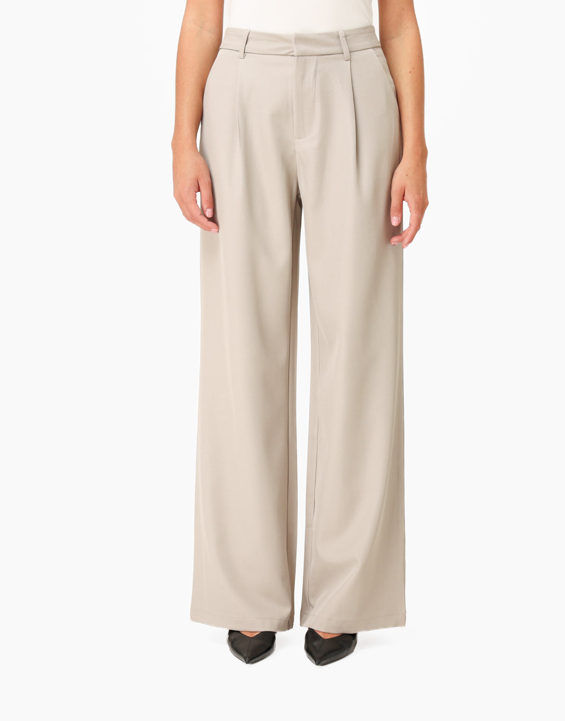 Lichtgrijze Lange Plooien - Pantalon