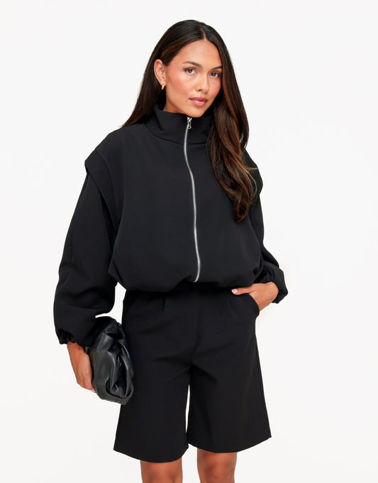 Zwarte F/W Edit Hoge Kraag Bomber - Jas