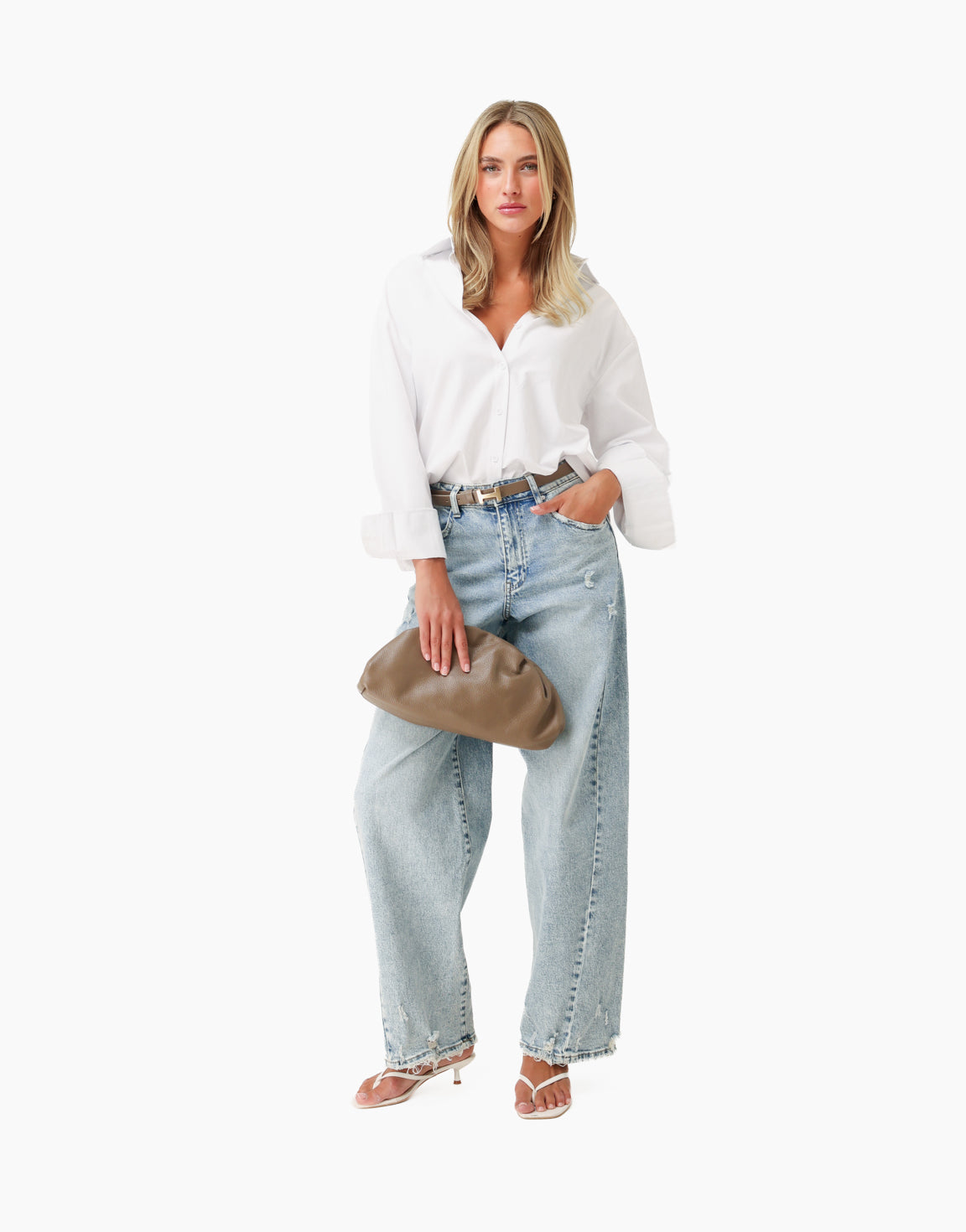 Witte Lange Rechte LS - Blouse