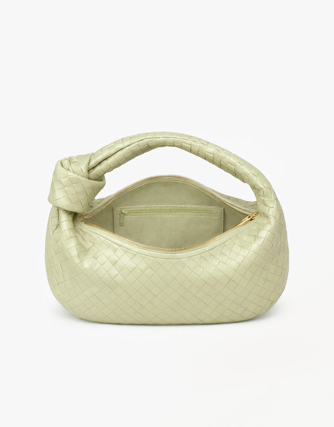 Lichtgroene Grote Brede Gevlochten - Tas