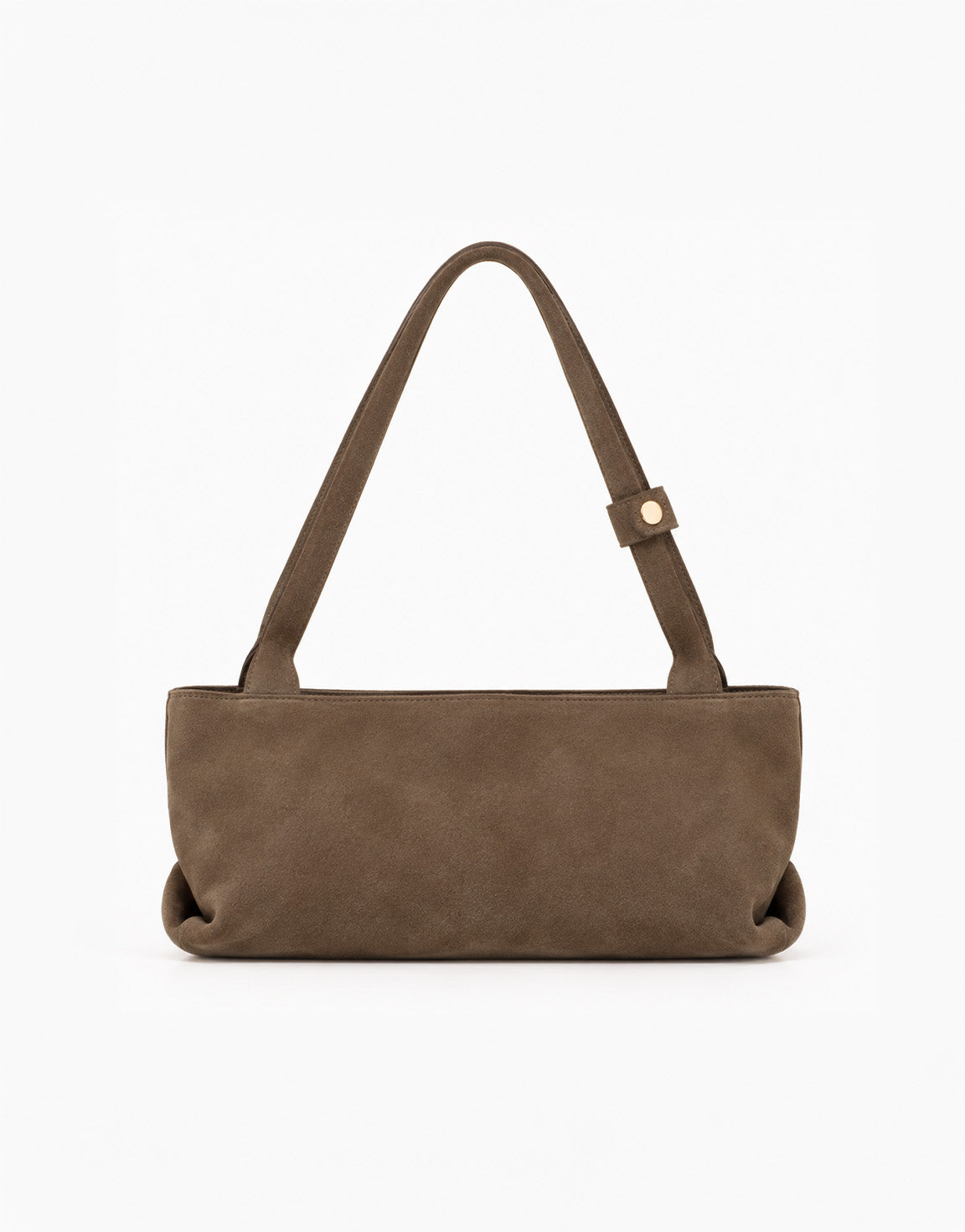 Taupe Langwerpige Suede Hand -Tas