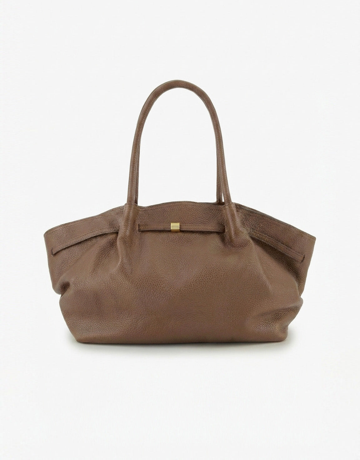 Taupe Grote Leren Shopper - Tas