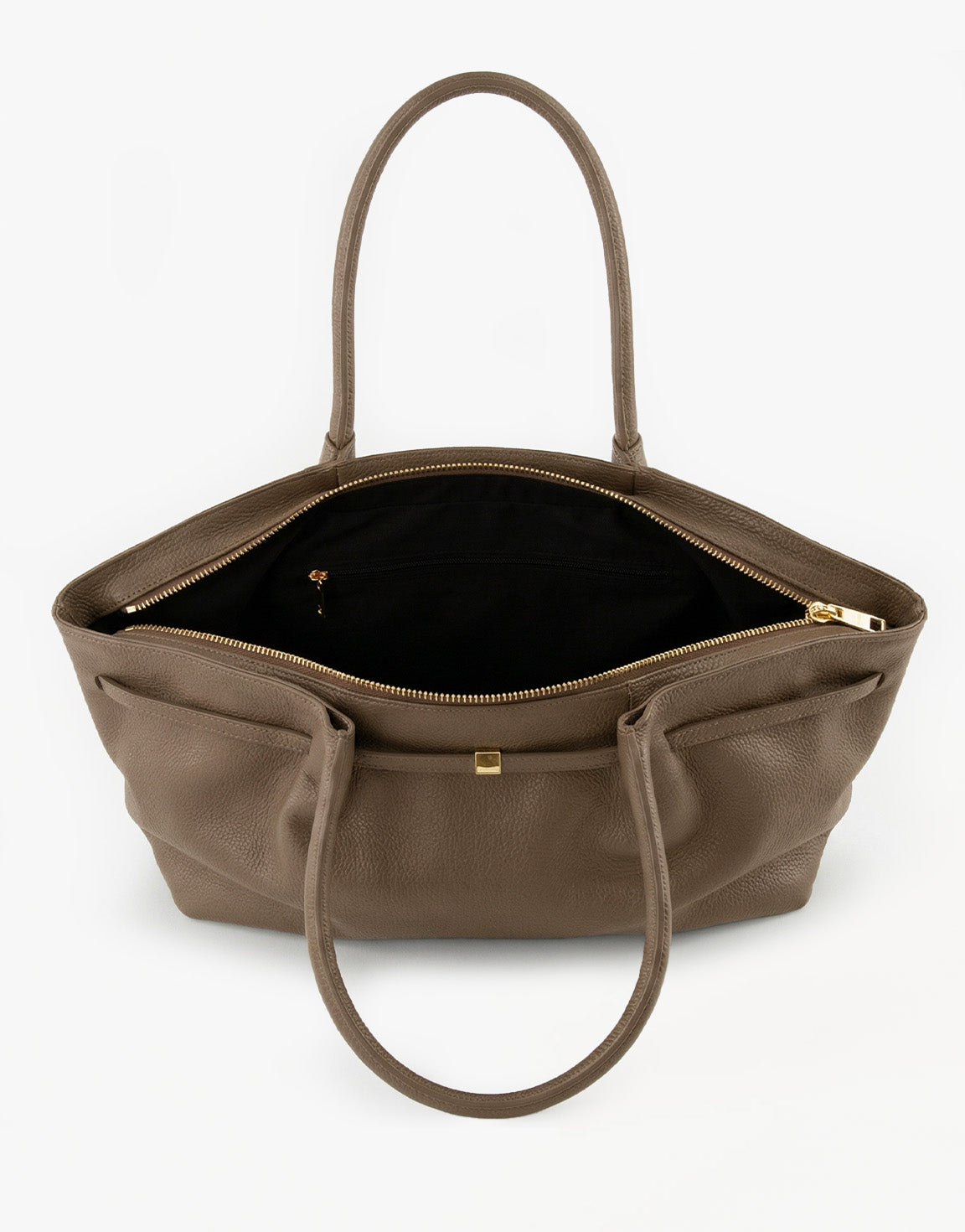 Taupe Grote Leren Shopper - Tas