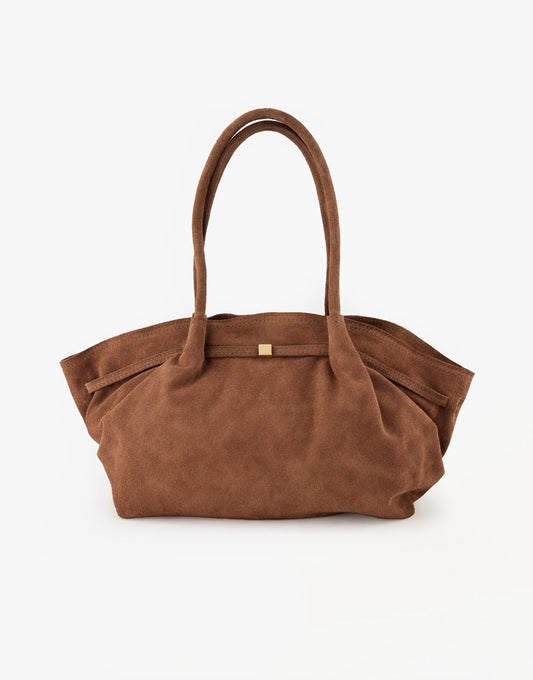 Taupe Grote Suede Shopper - Tas