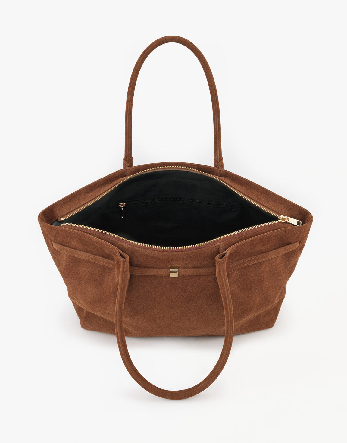 Taupe Grote Suede Shopper - Tas