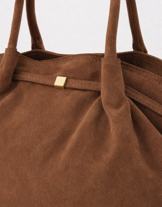 Taupe Grote Suede Shopper - Tas