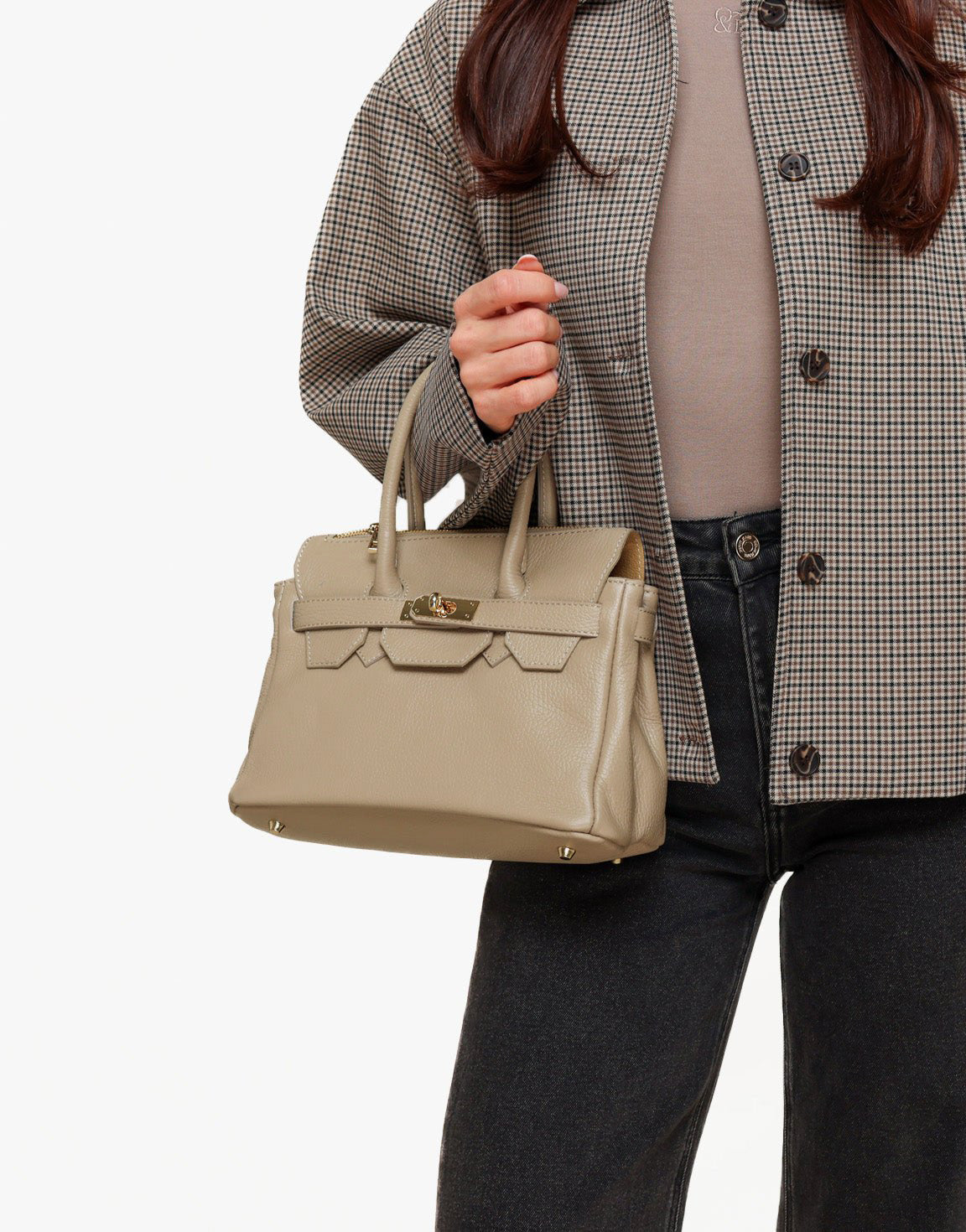 Taupe Medium Gold Details - Bag
