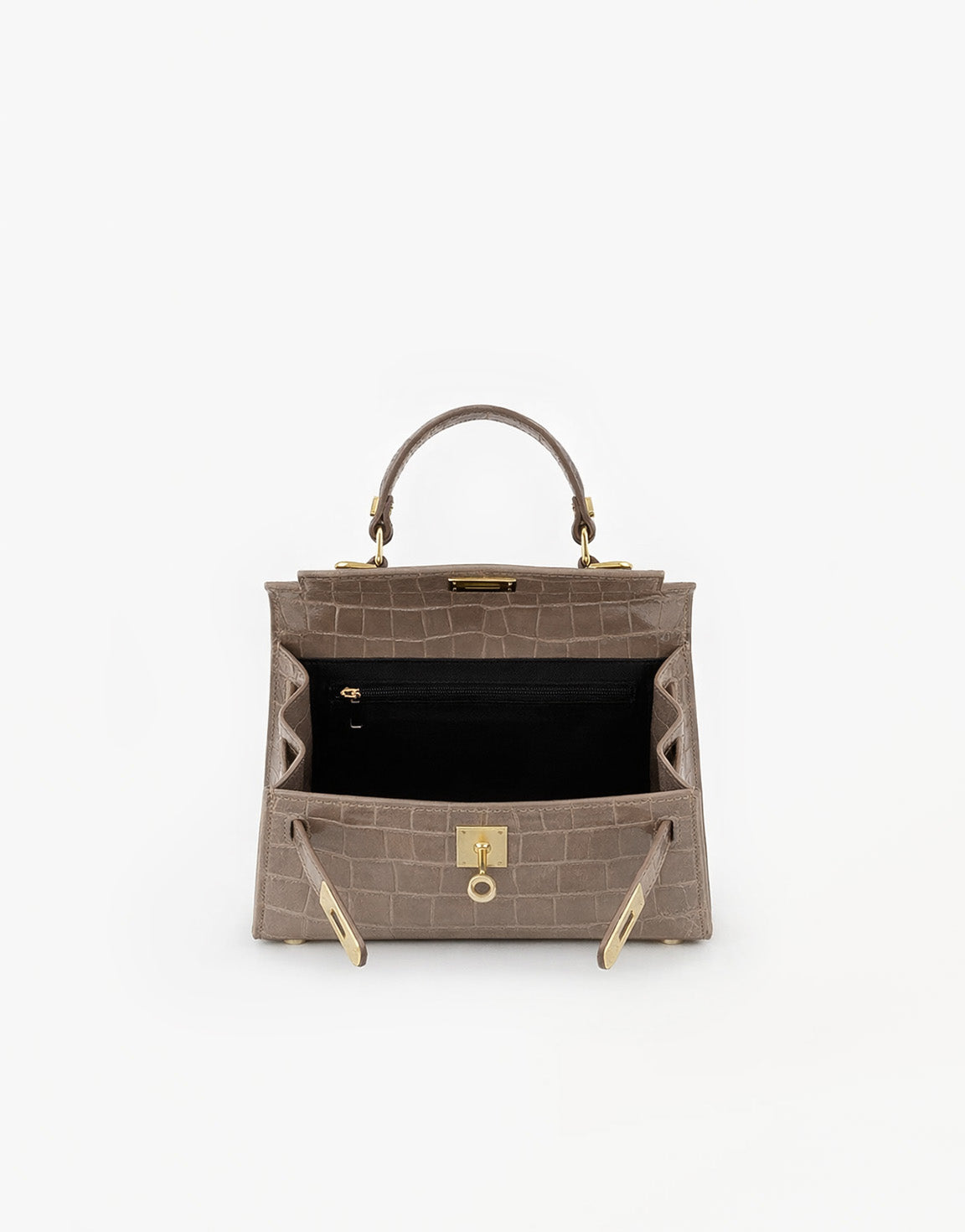 Taupe Slangen Leren Gouden Detail - Tas