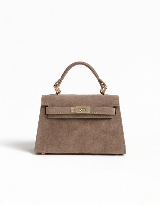Taupe Suede Gouden Detail - Tas
