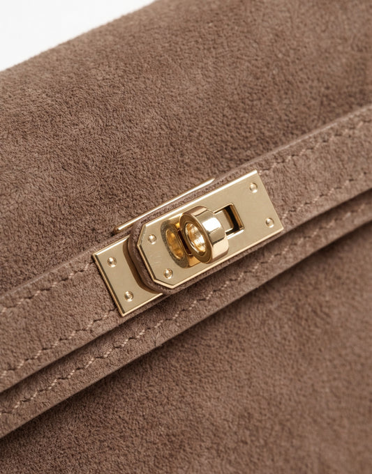 Taupe Suede Gold Detail - Bag