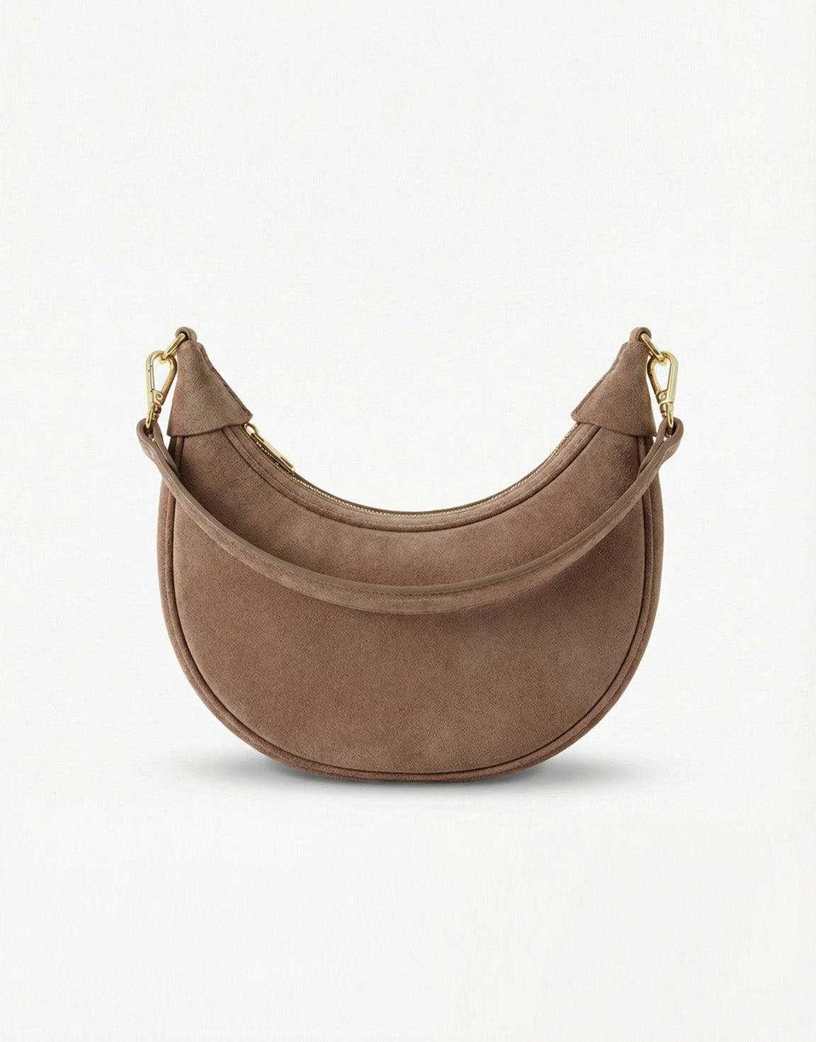 Taupe Suede Half Round Leather - Bag