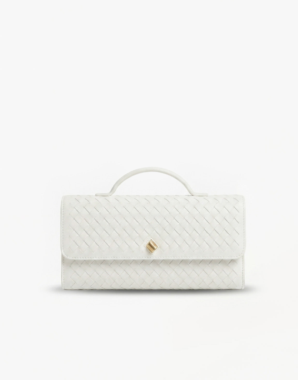 White PU Gold Detail Clutch - Bag