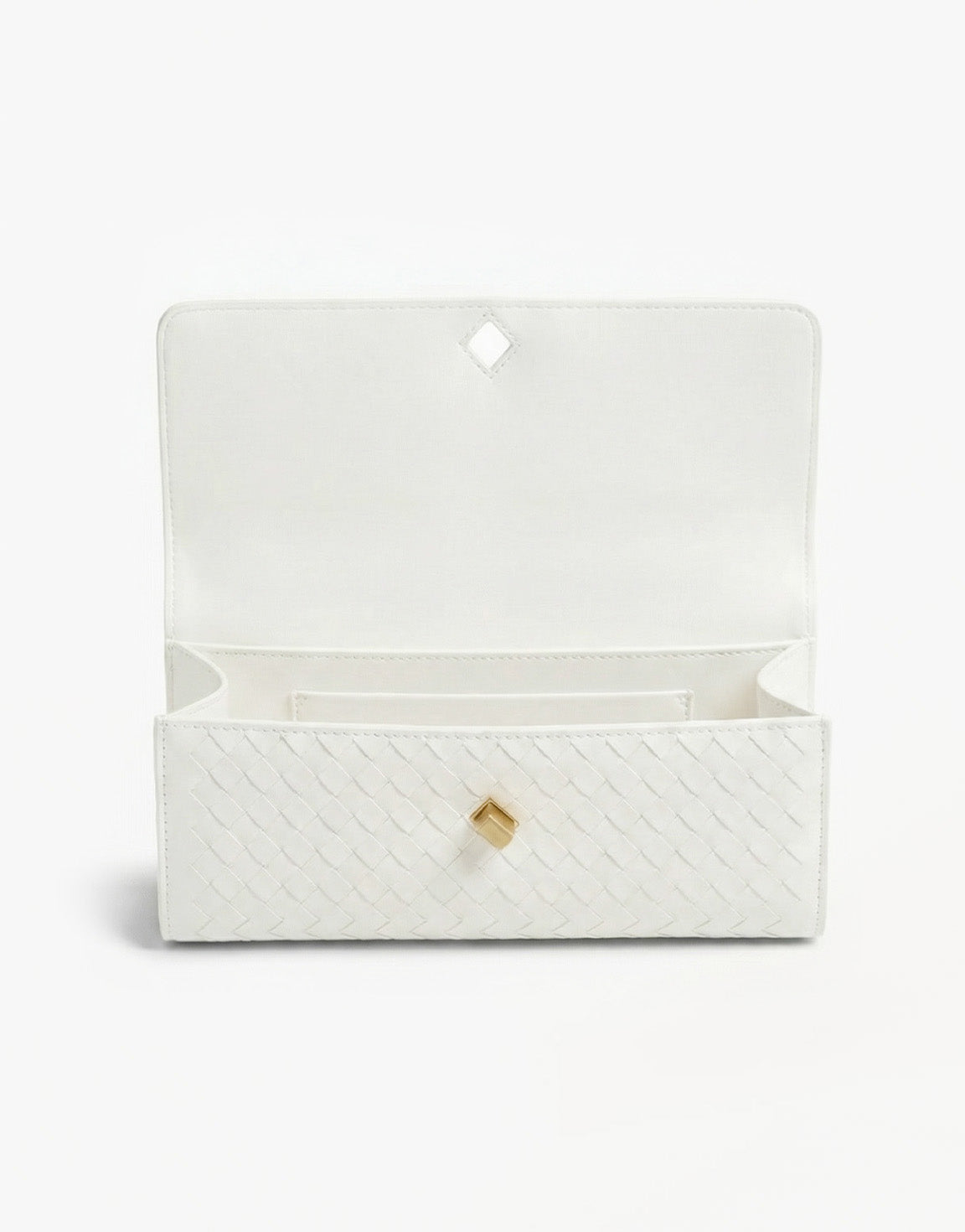 White PU Gold Detail Clutch - Bag