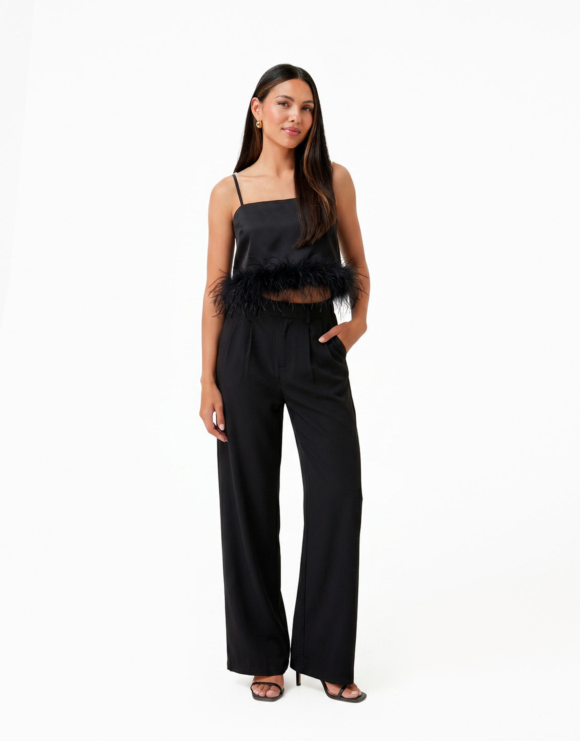 Zwarte Bandeau Veren - Top