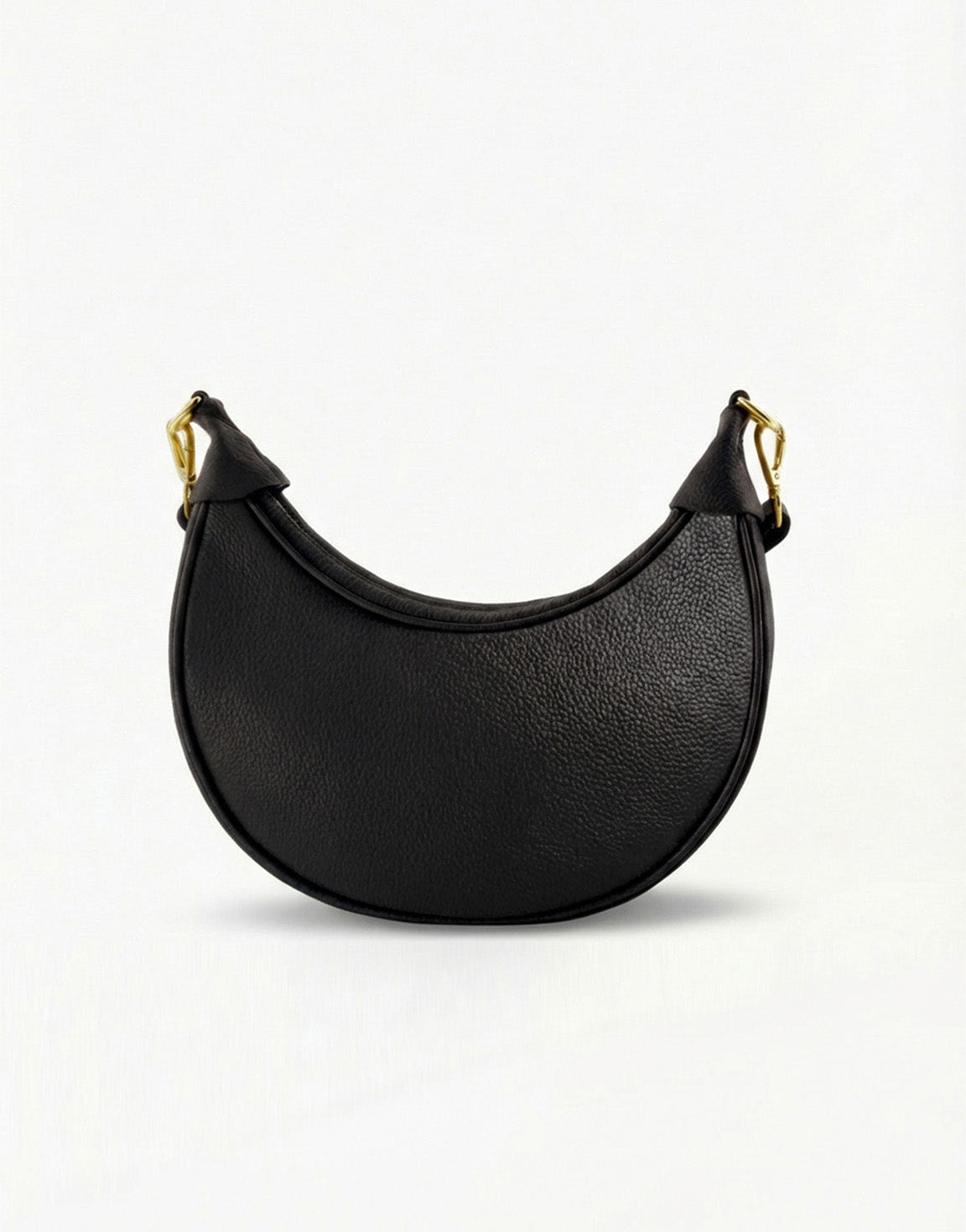Black Half Round Leather - Bag