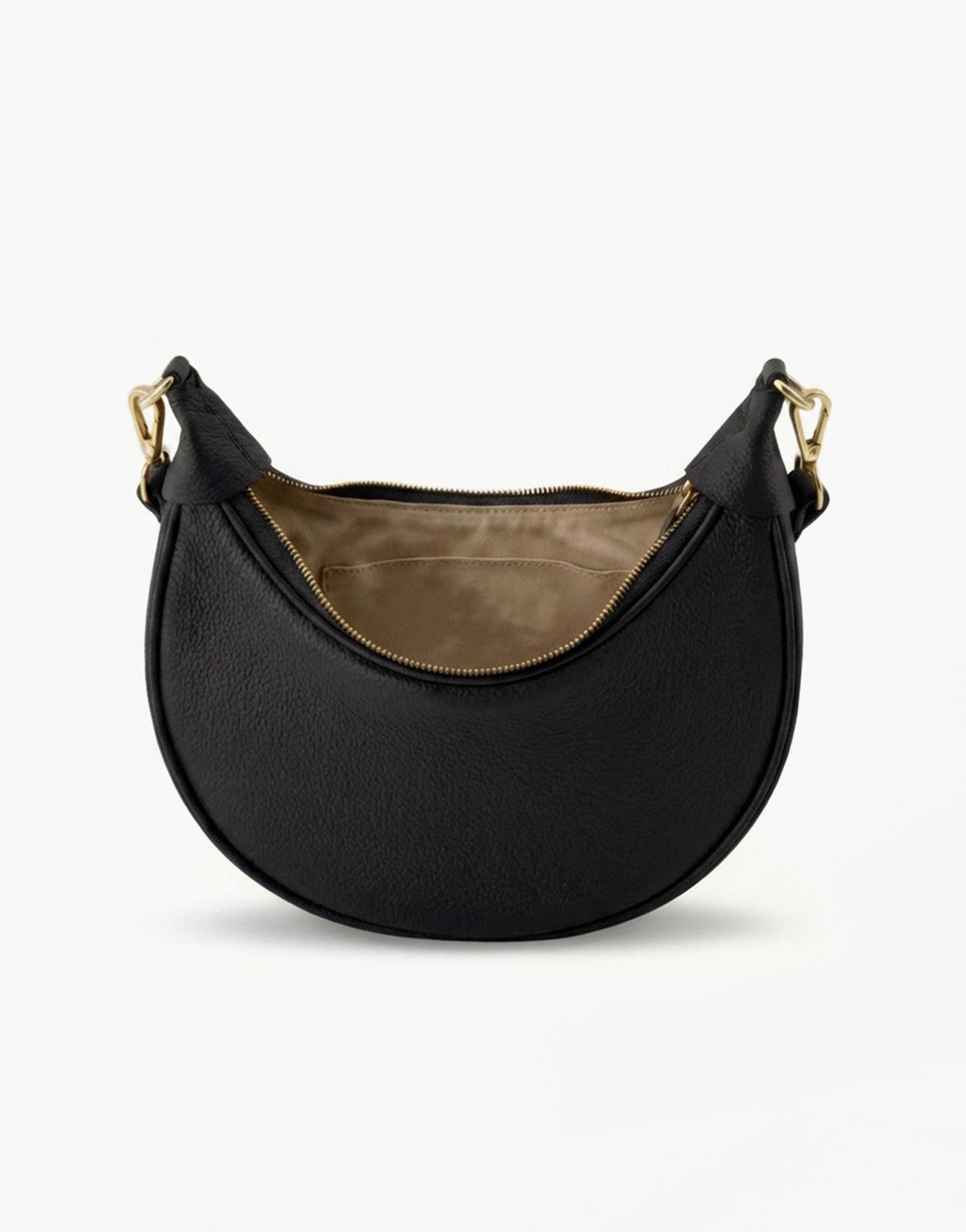 Black Half Round Leather - Bag