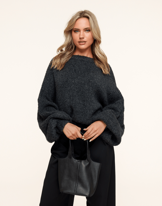 Antraciet Wollen Gebreide - Trui - Olivia & Kate