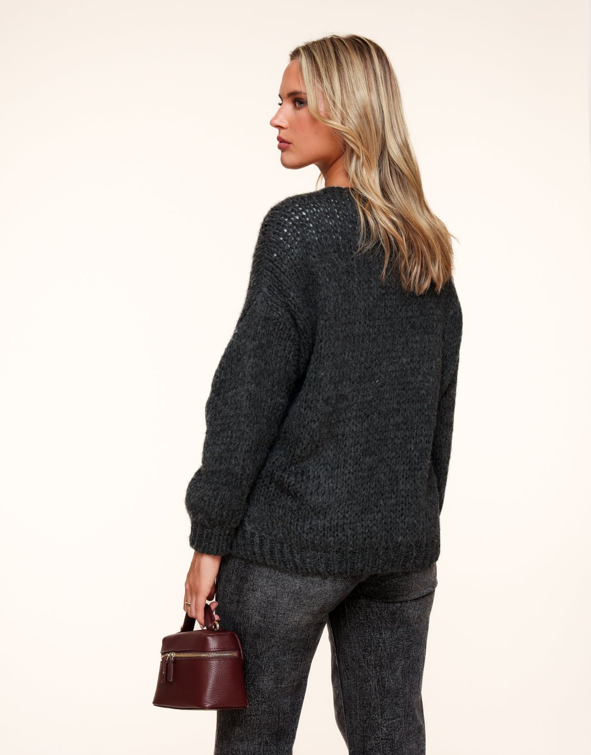 Antraciet Wollen - Vest - Olivia & Kate