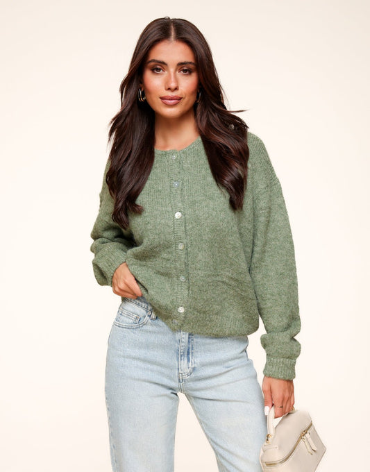 Army Groene Basic Gebreide - Vest - Olivia & Kate