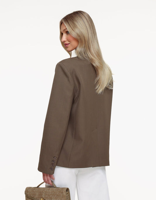 Army Groene Hoge Knoop Split - Blazer - Olivia & Kate