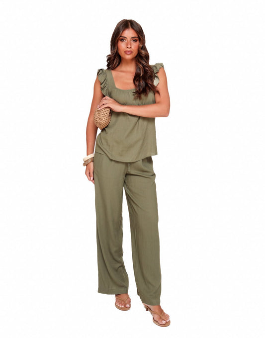Army Groene Mouwloze Linnen - Set - Olivia & Kate