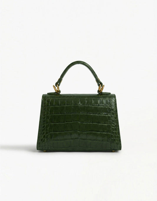 Army Groene Slangen Leren Gouden Detail - Tas - Olivia & Kate