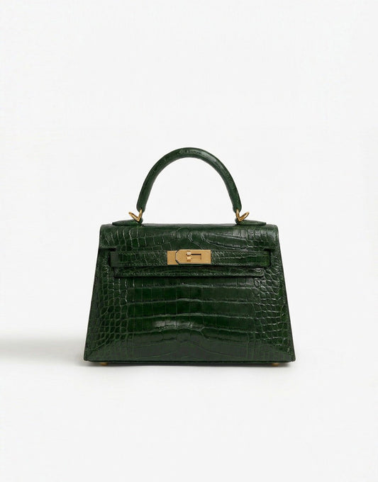 Army Groene Slangen Leren Gouden Detail - Tas - Olivia & Kate