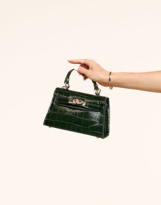 Army Groene Slangen Leren Gouden Detail - Tas - Olivia & Kate