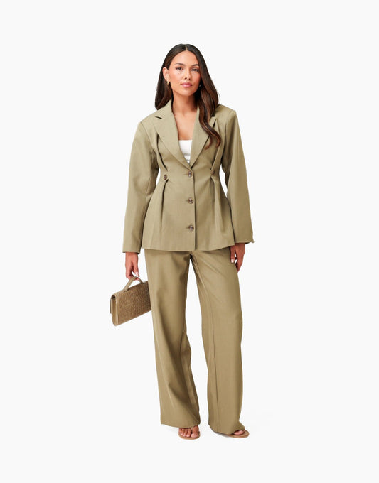 Army Groene Stevige Classic Detail - Blazer - Olivia & Kate
