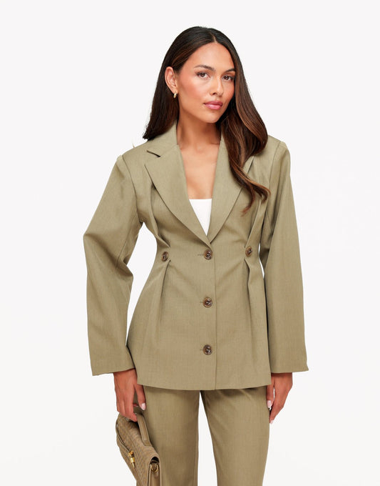 Army Groene Stevige Classic Detail - Blazer - Olivia & Kate