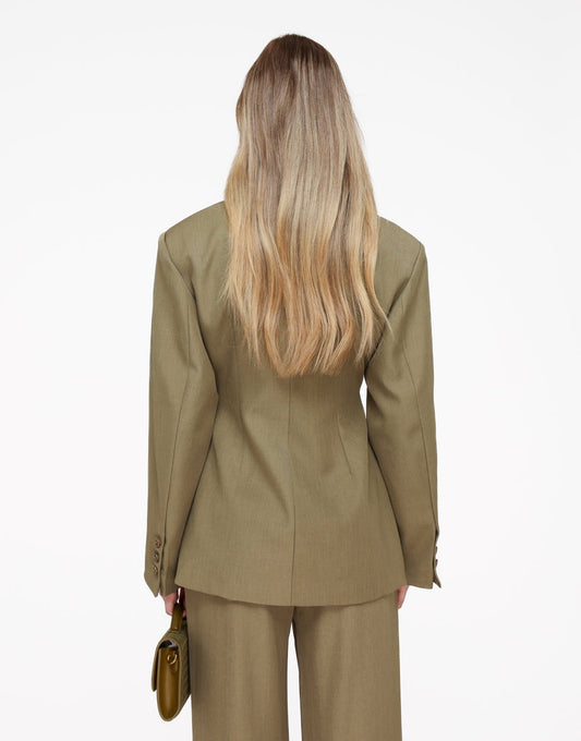 Army Groene Stevige Classic Detail - Blazer - Olivia & Kate