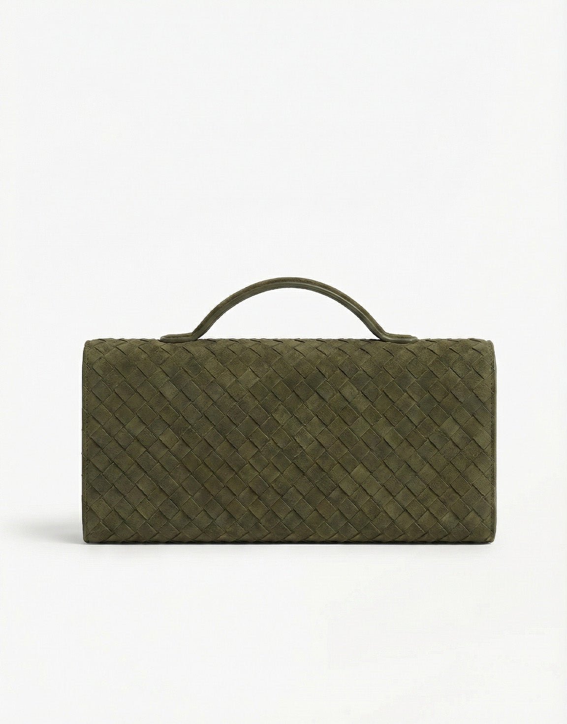 Army Green Suede Gold Detail Clutch - Bag - Olivia & Kate