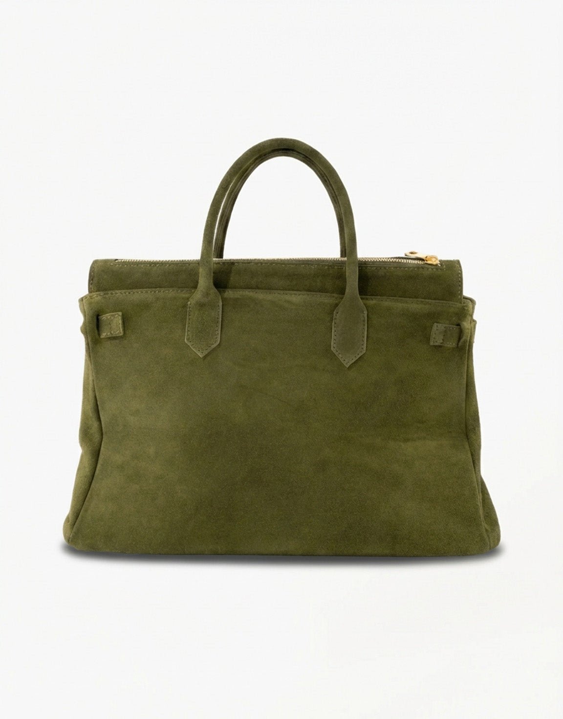 Army Green Suede Large Gold Detail - Bag - Olivia & Kate