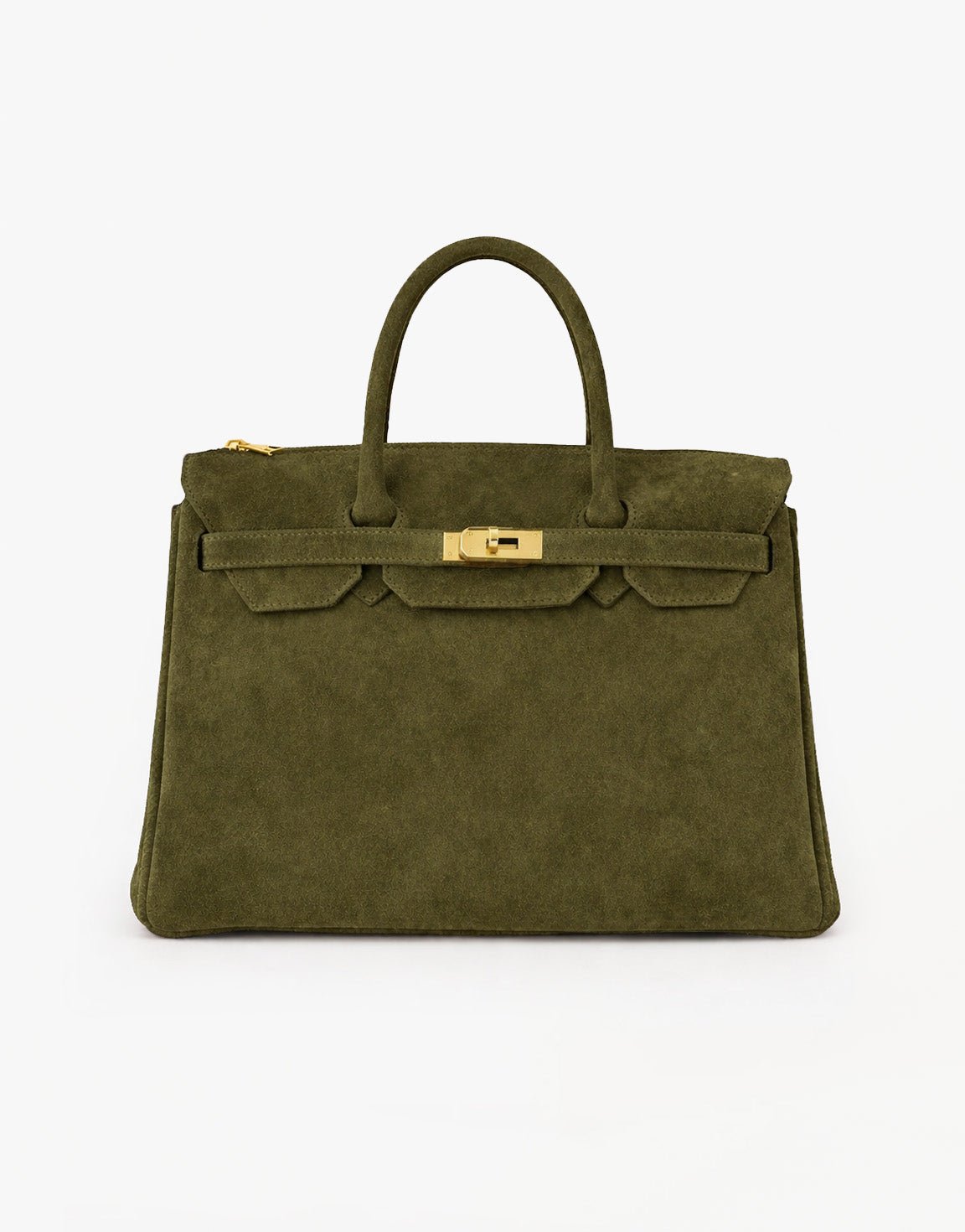 Army Groene Suede Grote Gouden Detail - Tas - Olivia & Kate