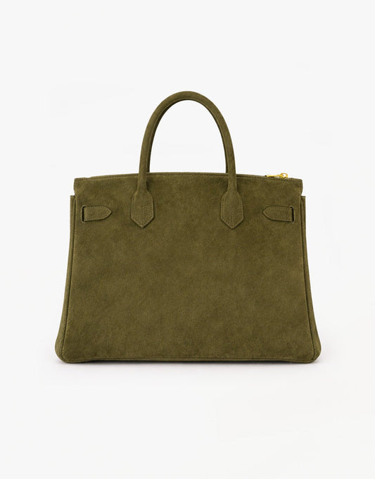 Army Groene Suede Grote Gouden Detail - Tas - Olivia & Kate