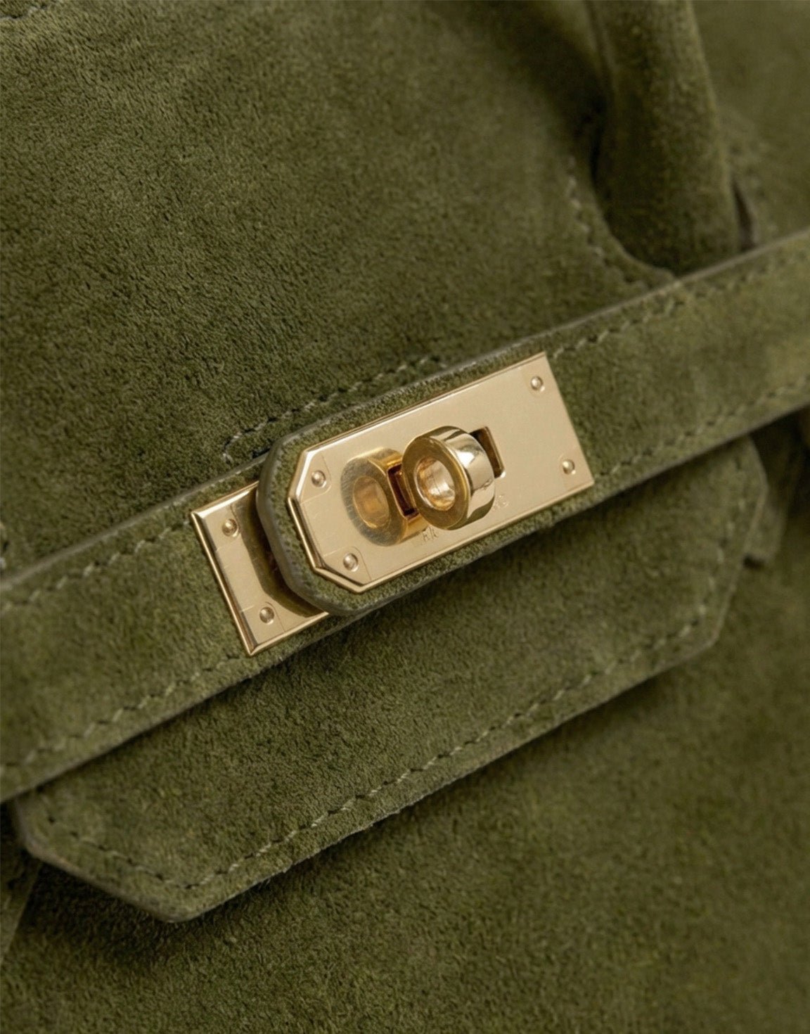 Army Green Suede Large Gold Detail - Bag - Olivia & Kate