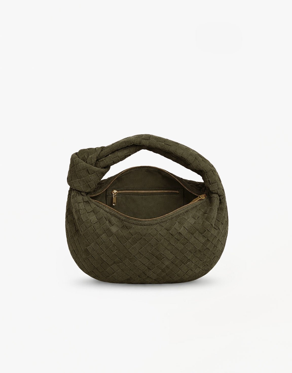 Army Groene Suede Middel Gevlochten - Tas - Olivia & Kate