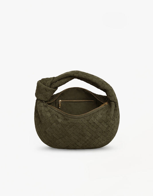 Army Groene Suede Middel Gevlochten - Tas - Olivia & Kate