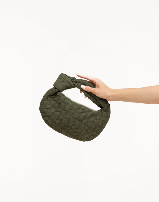 Army Green Suede Medium Braided - Bag - Olivia & Kate