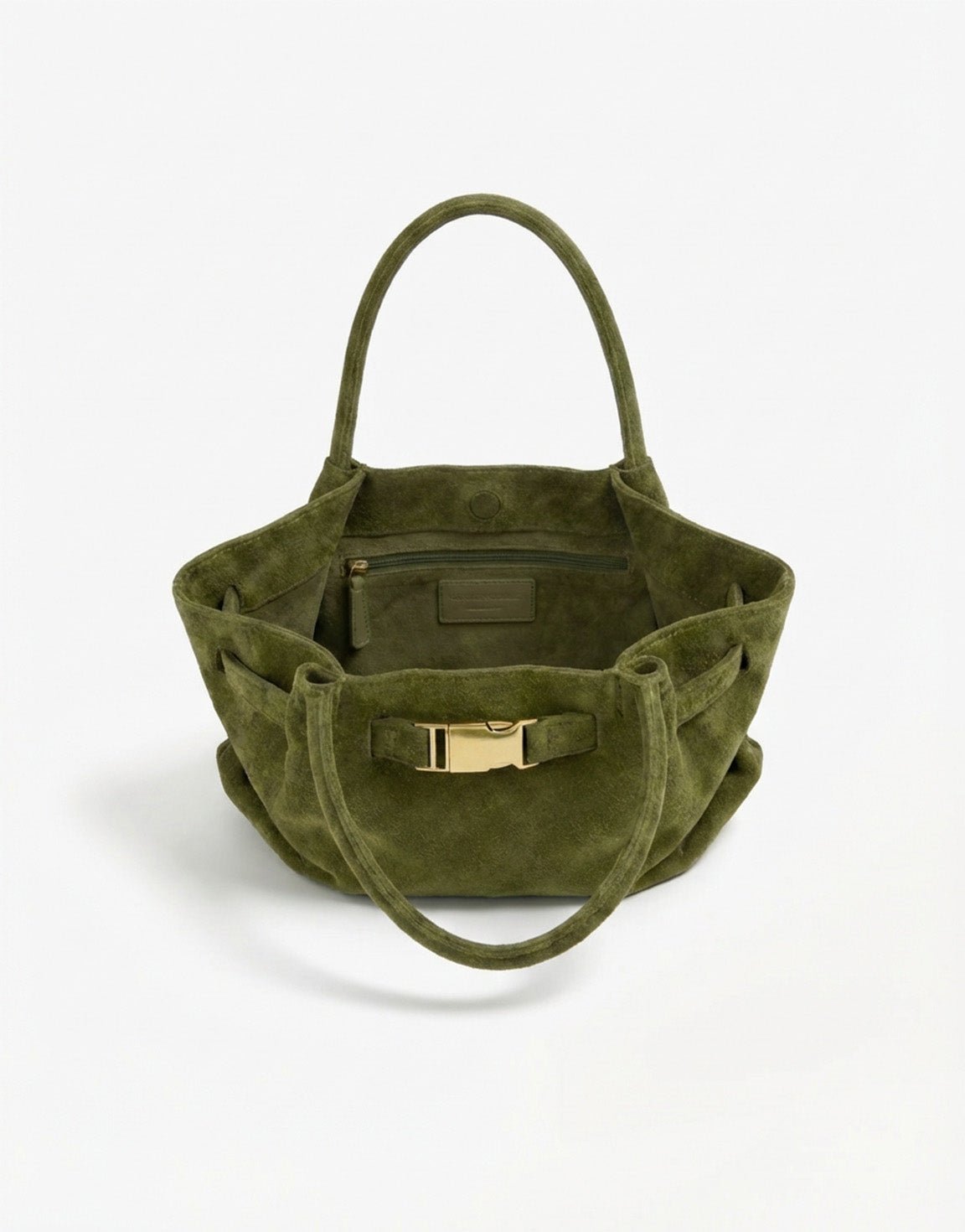 Army Green Suede Shopper - Bag - Olivia & Kate