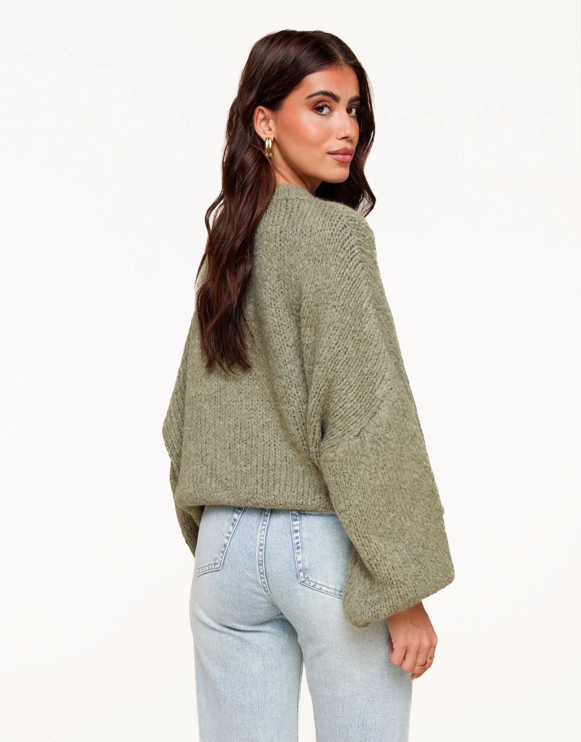 Army Green Wool Knitted - Sweater - Olivia & Kate