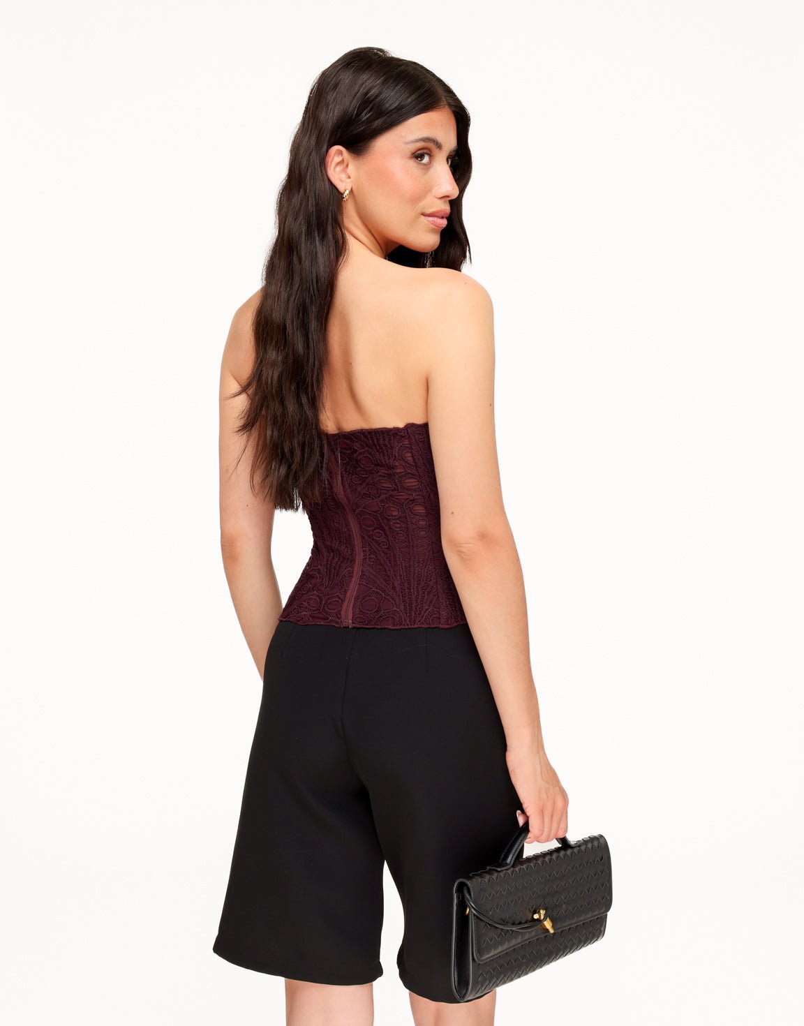 Aubergine Geborduurde Corset - Top - Olivia & Kate