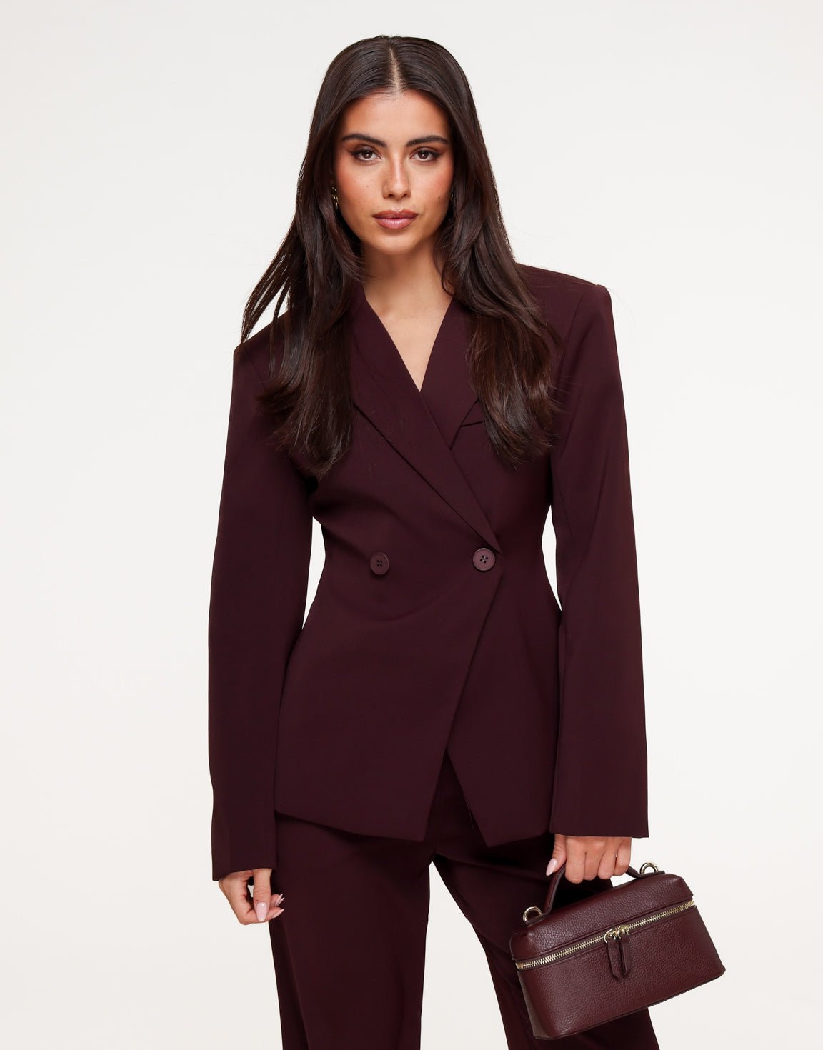 Aubergine Luxe Classic Getailleerde - Blazer - Olivia & Kate