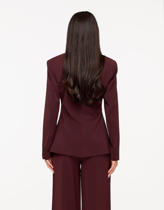 Aubergine Luxe Classic Getailleerde - Blazer - Olivia & Kate